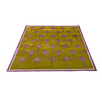 Handmade Palm Trees Cotton Rug - Pink/Olive Green