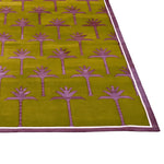Handmade Palm Trees Cotton Rug - Pink/Olive Green