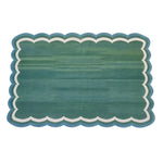 Handmade Reversible Cotton Scalloped Rug - Cream, Blue and Green