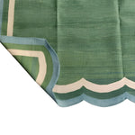 Handmade Reversible Cotton Scalloped Rug - Dark Green