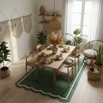 Classic Reversible Cotton Scalloped Rug - Green