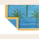 Handmade Reversible Palm Trees Cotton Rug - Green