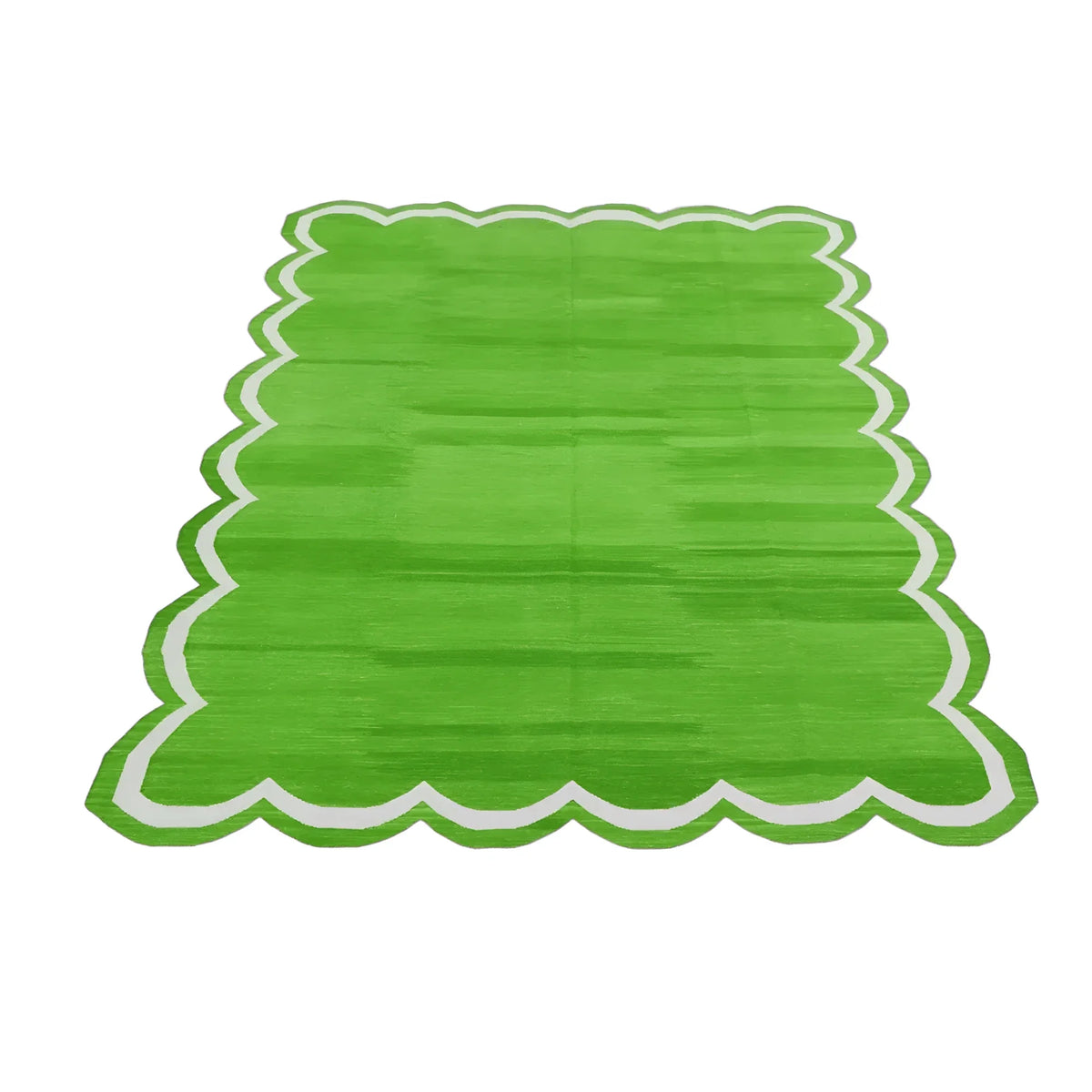 Handmade Scalloped Cotton Area Rug - Green