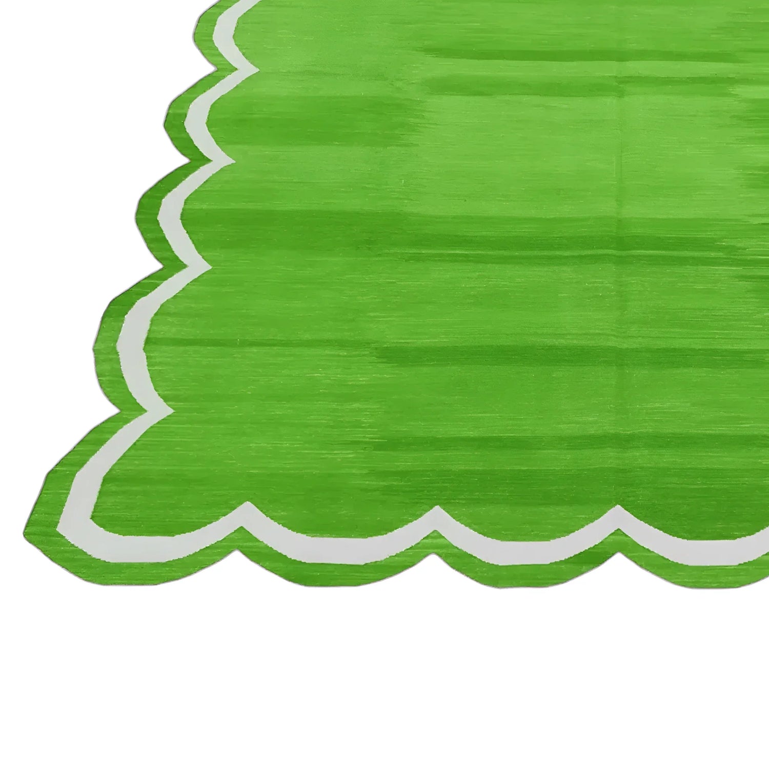 Handmade Scalloped Cotton Area Rug - Green