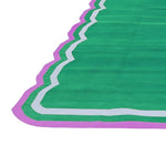 Handmade Scalloped Cotton Area Rug - Green/Pink