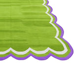 Handmade Scalloped Cotton Area Rug - Light Green