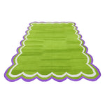 Handmade Scalloped Cotton Area Rug - Light Green