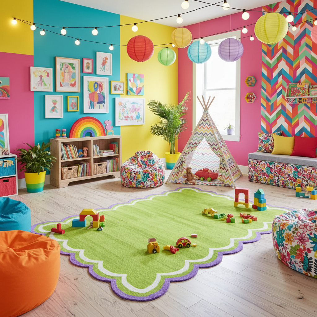 Handmade Scalloped Cotton Area Rug - Light Green