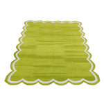 Handmade Scalloped Cotton Area Rug - Olive Green