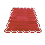 Handmade Scalloped Cotton Area Rug - Red