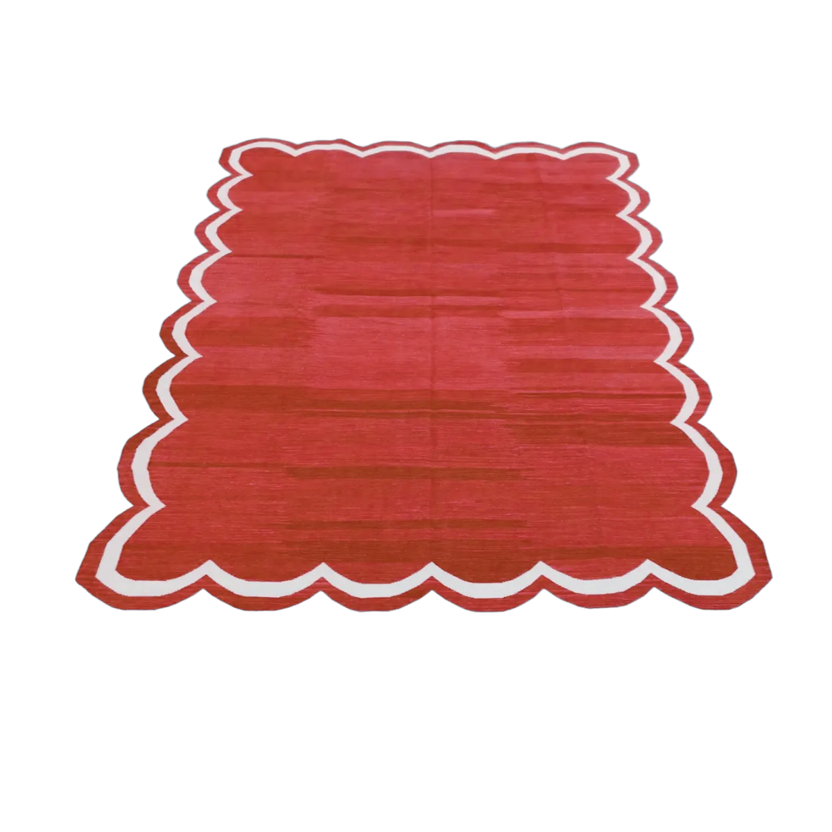 Red Handmade Scalloped Cotton Area Rug 8' x 10'