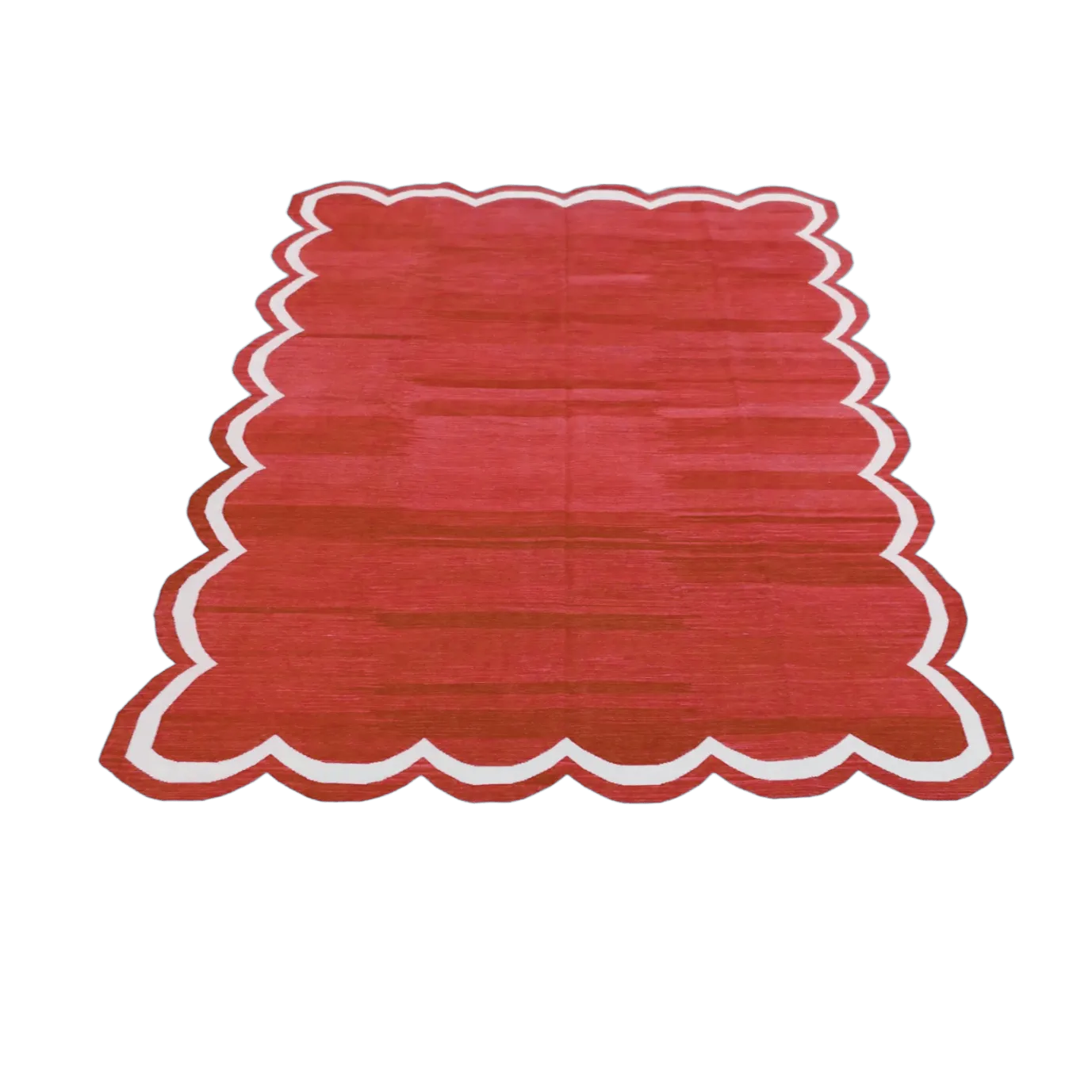 Red Handmade Scalloped Cotton Area Rug 8' x 10'