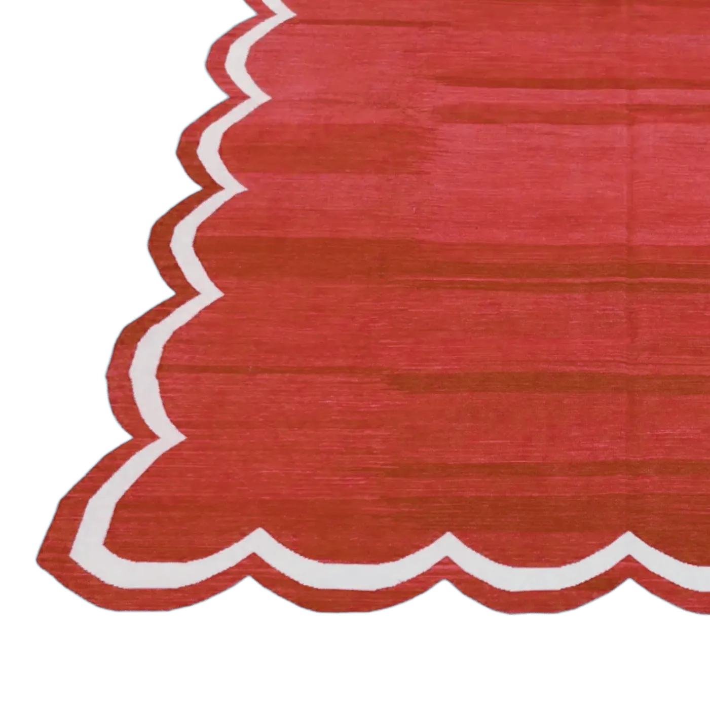 Red Handmade Scalloped Cotton Area Rug 8' x 10'