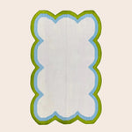 Handmade Scalloped Cotton Rug - Beige/Green