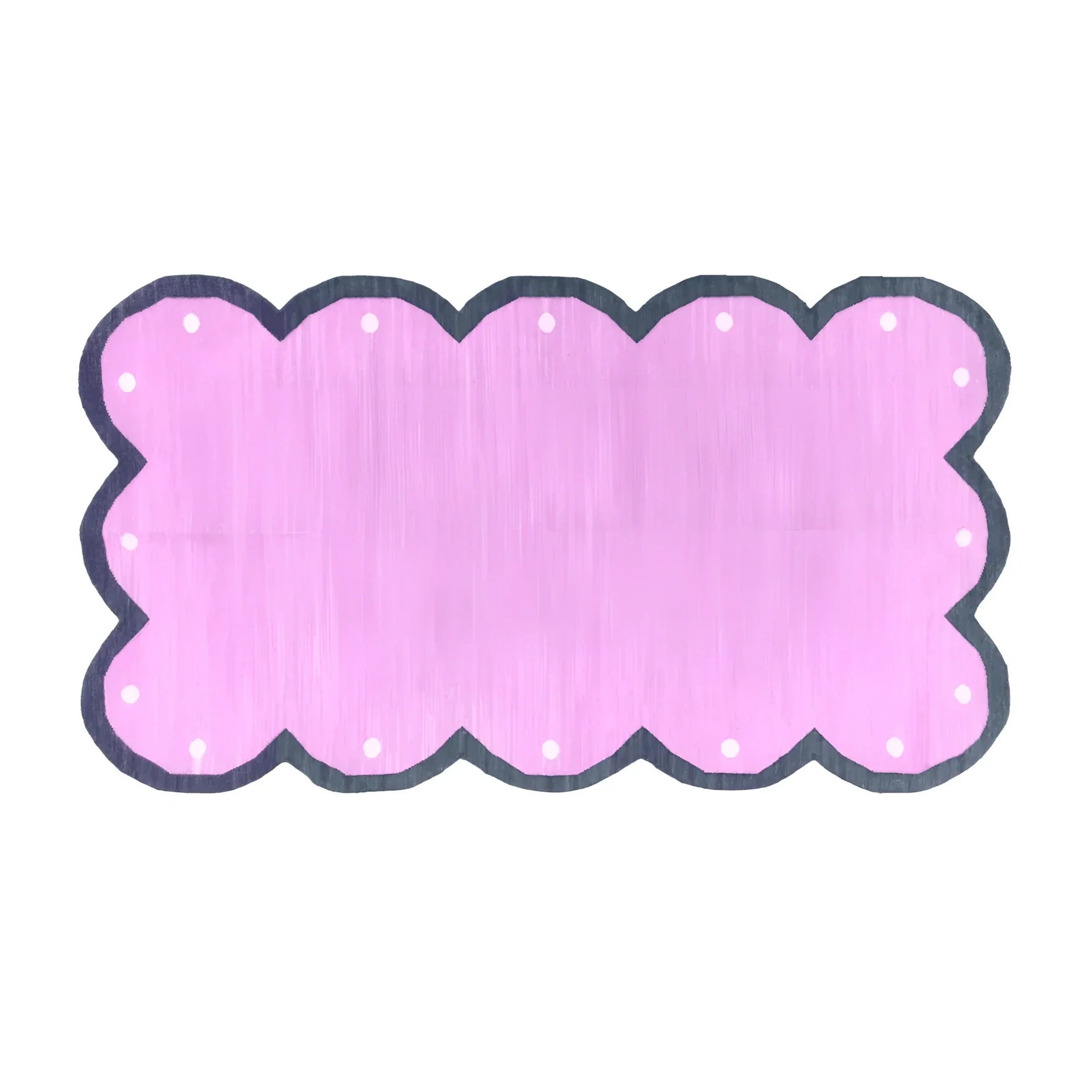 Handmade Scalloped Cotton Rug - Pink/Dark Gray