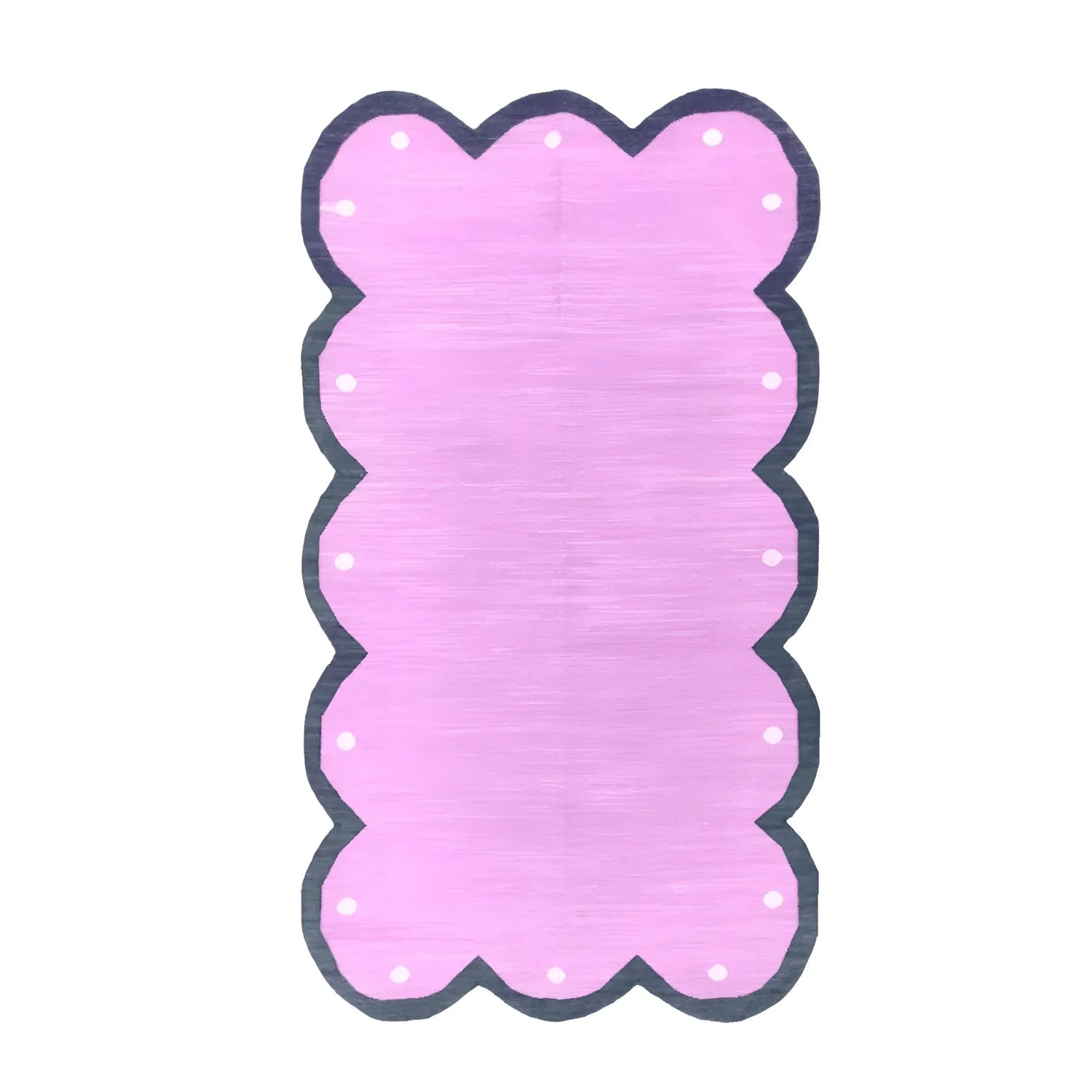 Handmade Scalloped Cotton Rug - Pink/Dark Gray