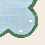 Handmade Scalloped Dotted Cotton Rug - Light Blue