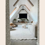 Handmade Scalloped Jute Rug - White Washed - Maia Homes