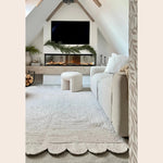 Handmade Scalloped Jute Rug - White Washed - Maia Homes