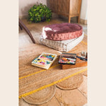 Handmade Yellow Trim Scalloped Jute Rug