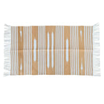 Handwoven Cafe Au Lait and White Stripe Cotton Rug with Fringes