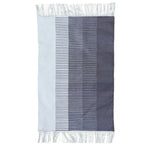 Handwoven gray ombre cotton rug featuring a gradient design with fringes, perfect as a large area rug for a boho-themed living room.