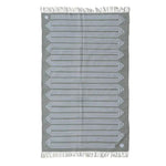A handwoven gray snake-inspired cotton area rug with fringes, showcasing a unique geometric pattern. Perfect for a boho living room, this large 8x10 rug adds a stylish touch to any space.