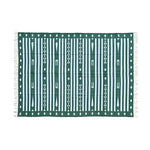 Handwoven Green and White Traditional Cotton Rug with Fringes