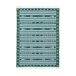 Handwoven Green and White Traditional Cotton Rug with Fringes