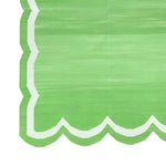 Handwoven Green/White Scallop Cotton Rug