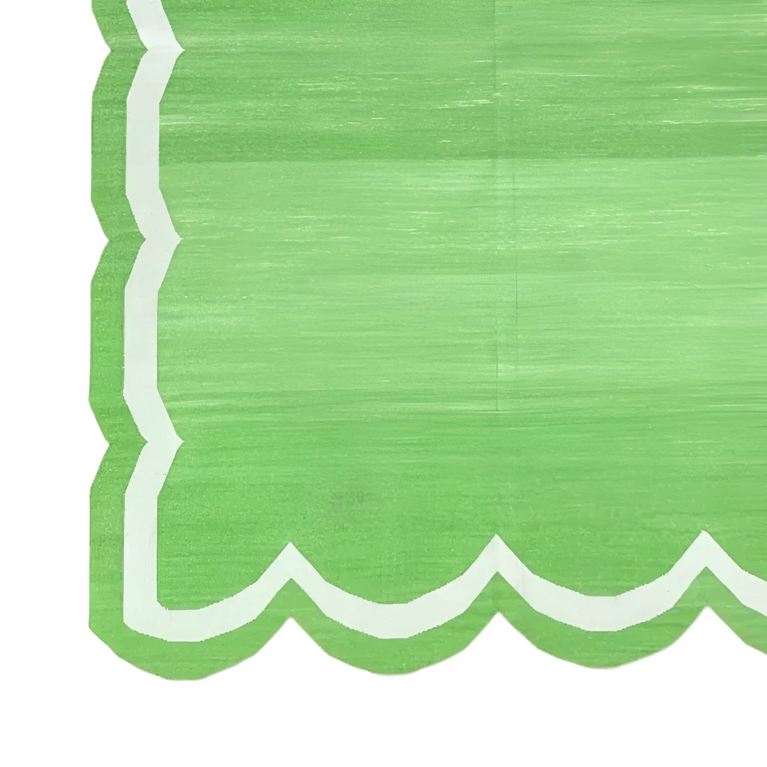 Handwoven Green/White Scallop Cotton Rug