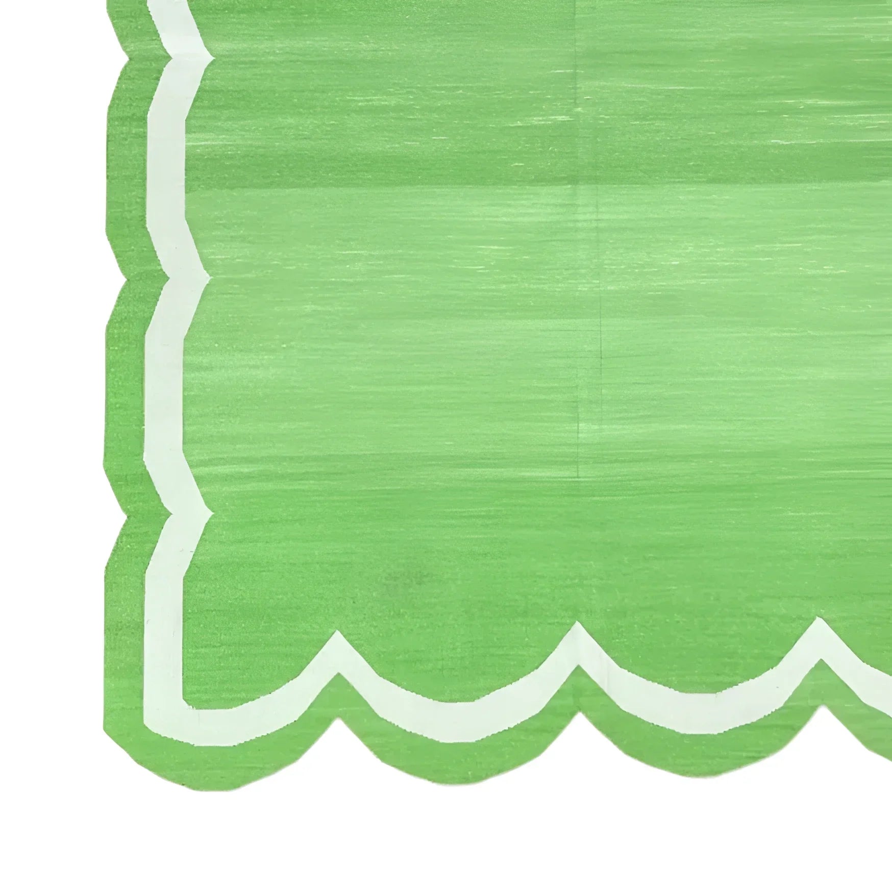 Handwoven Green/White Scallop Cotton Rug