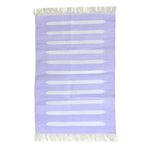 Handwoven Lavender and White Stripe Cotton Rug with Fringes