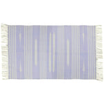 Handwoven Lilac and White Mini Stripe Cotton Rug with Fringes