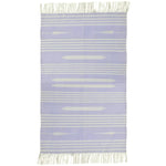 Handwoven Lilac and White Mini Stripe Cotton Rug with Fringes