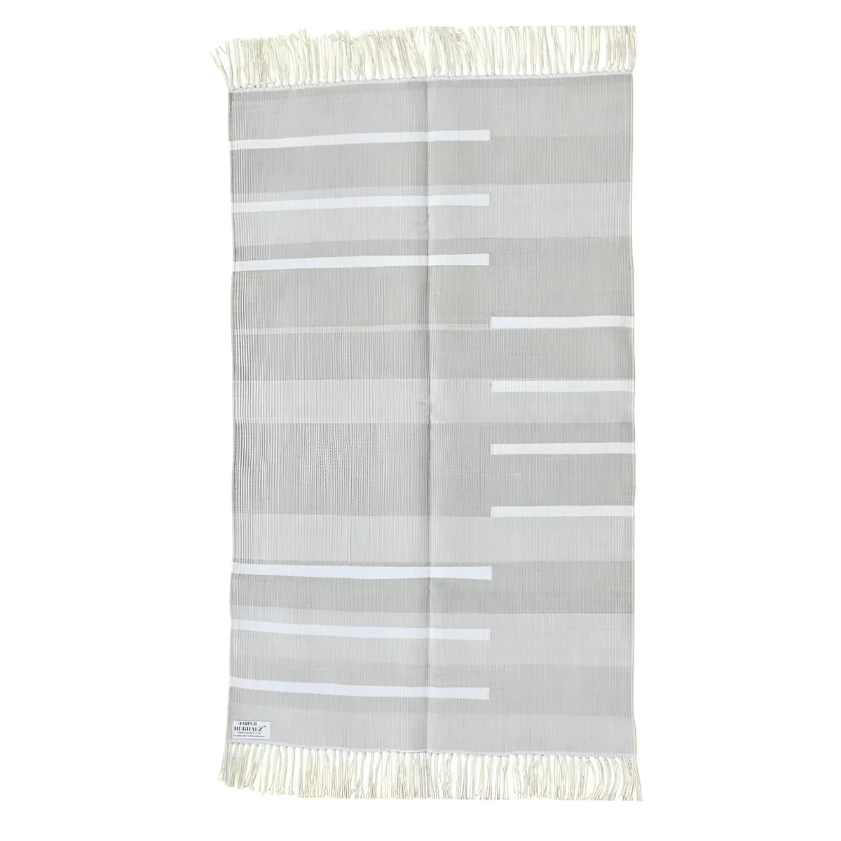 Handwoven Minimalistic Gray Cotton Rug with Fringes