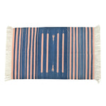 Handwoven Peachy Azure Serenity Fringe Haven Cotton Rug
