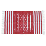 Handwoven Red and White Stripe Traditional Cotton Rug with Fringes