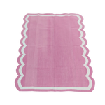 Pink Handwoven Reversible Cotton Scalloped Rug 3' x 5'