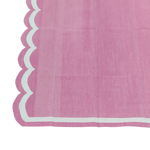 Pink Handwoven Reversible Cotton Scalloped Rug 3' x 5'