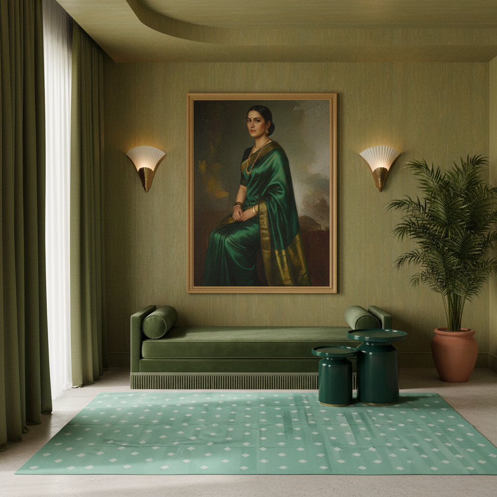 Handwoven Reversible Diamond Cotton Rug - Light Green