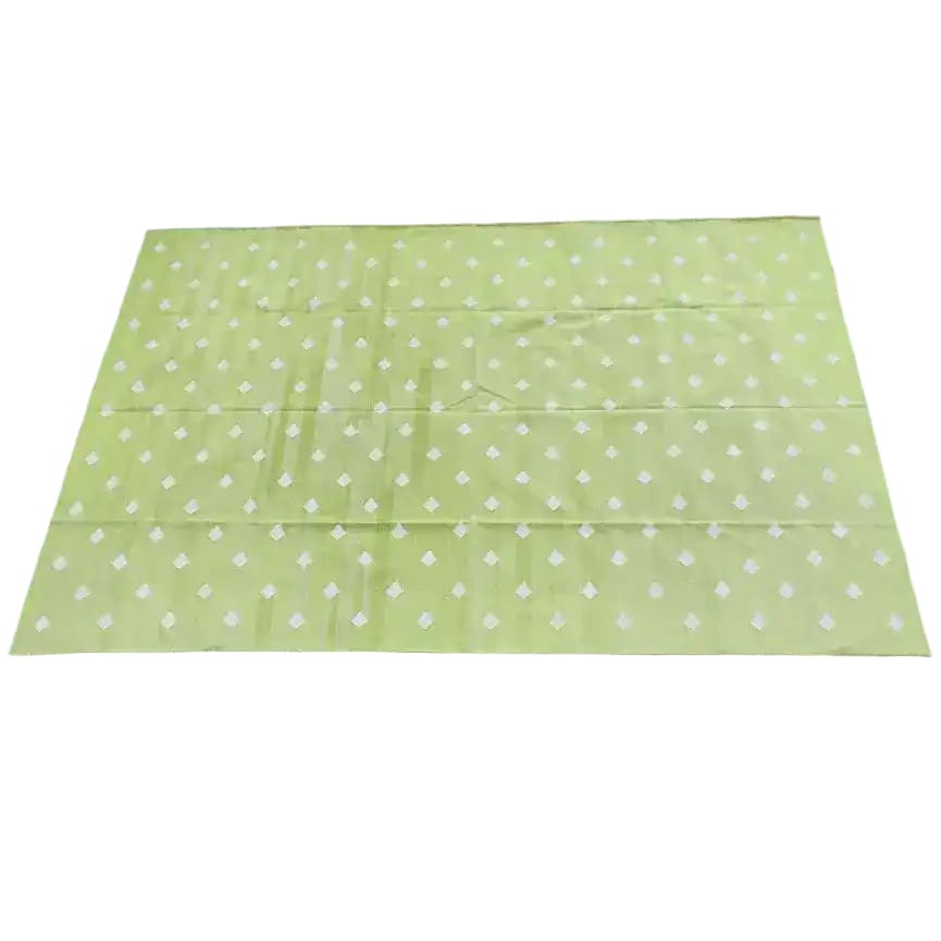 Handwoven reversible diamond cotton area rug in olive green, showcasing a boho design perfect for office or living room décor. This elegant cotton rug features a subtle diamond pattern, making it an ideal choice for adding a touch of style and warmth to your space.