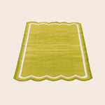 Handwoven Scalloped Cotton Rug - Olive Green