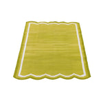 Handwoven Scalloped Cotton Rug - Olive Green