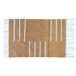 Handwoven Turmeric and White Minimalistic Cotton Rug with Fringes