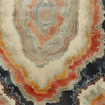 A vibrant, hand-knotted area rug with a contemporary design featuring swirling patterns in shades of orange, red, and grey, reminiscent of Persian rugs. Perfect for adding a modern touch to living room spaces.