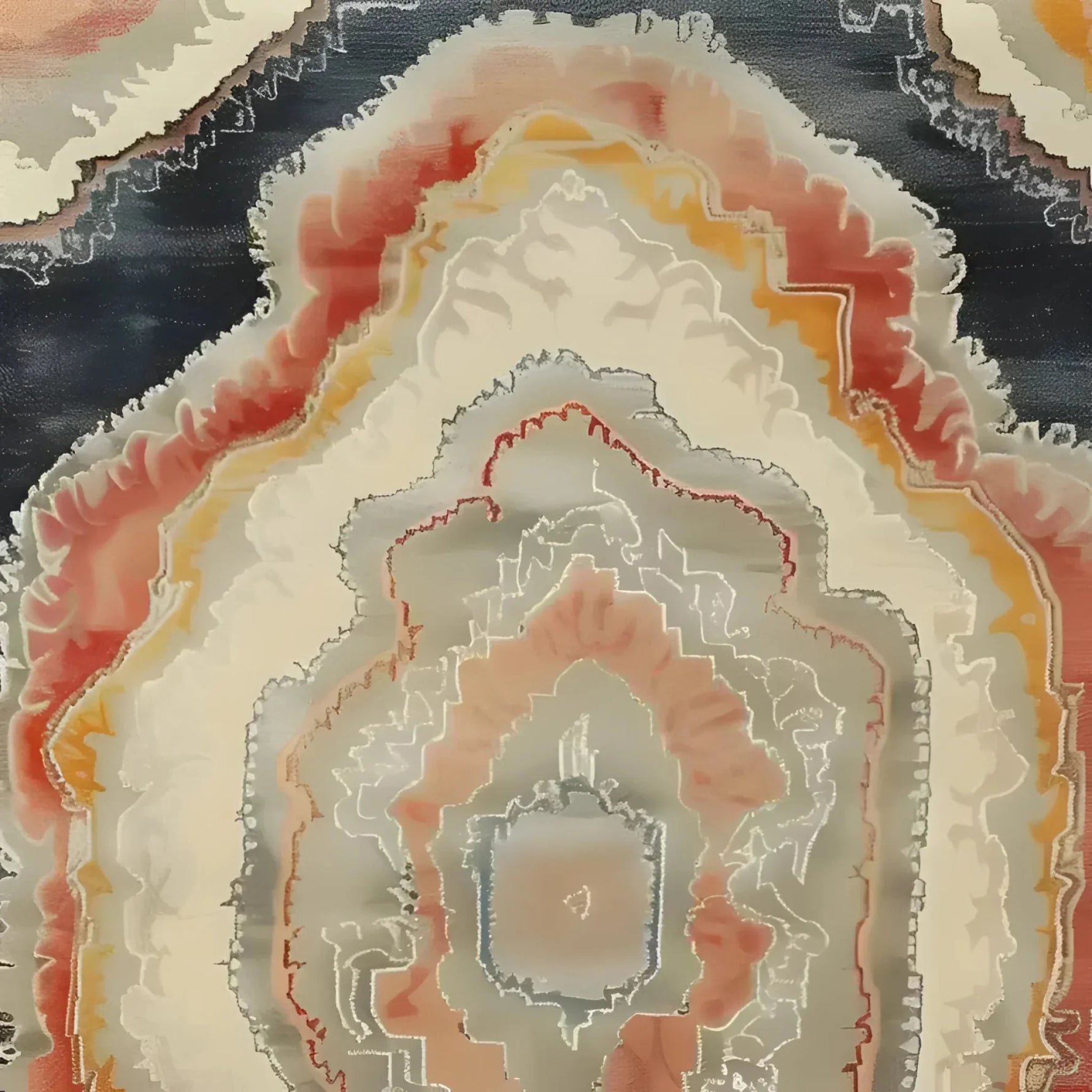 Discover the Harmonious Haven Hand Knotted Area Rug, showcasing a contemporary design with abstract patterns in vibrant colors. This exquisite piece, reminiscent of Persian rugs, is perfect for adding a touch of elegance to your living room decor.