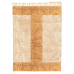 A beautifully woven Moroccan wool area rug with a contemporary design, perfect as a hallway runner rug or kitchen rug. The intricate pattern features earthy tones with a fringed end, offering a stylish touch to any space, be it a bathroom runner rug or a kitchen runner rug.