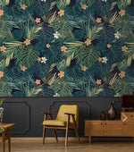 Hawaiian Dark Green Leaves Watercolor Wallpaper