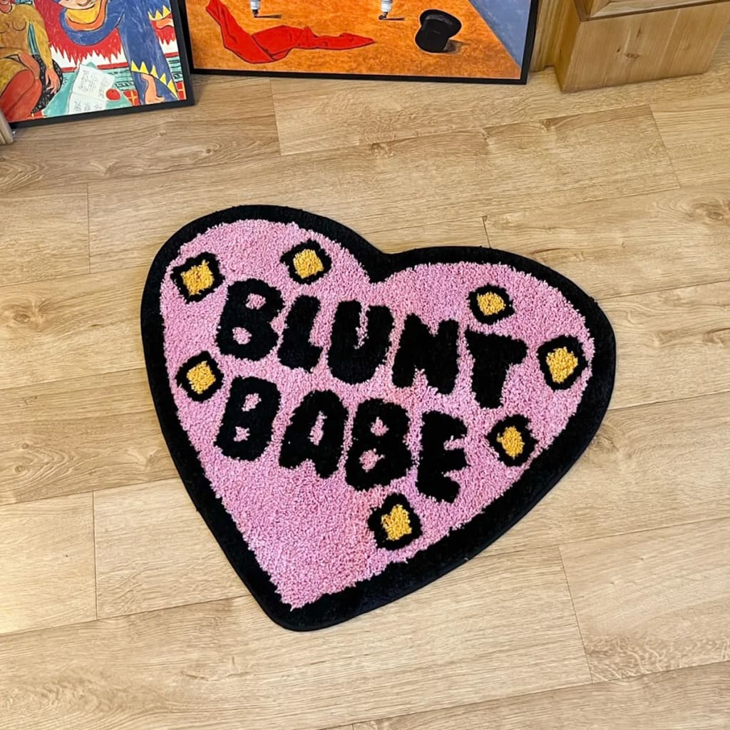 Heart-Shaped "Blunt Babe" Bath Mat